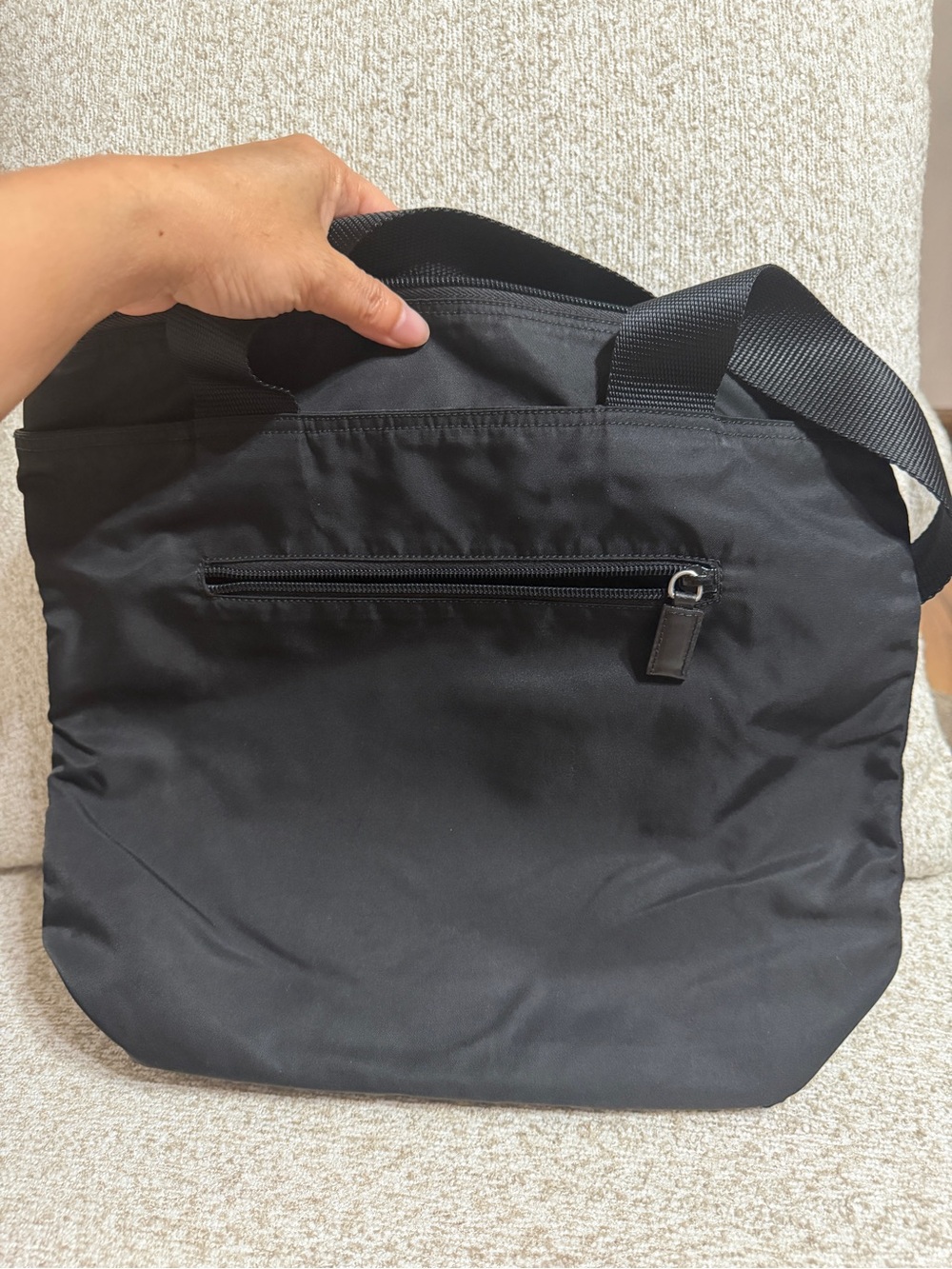Prada Black Nylon Tote with Wide Black Web Straps - Picture 6 of 11